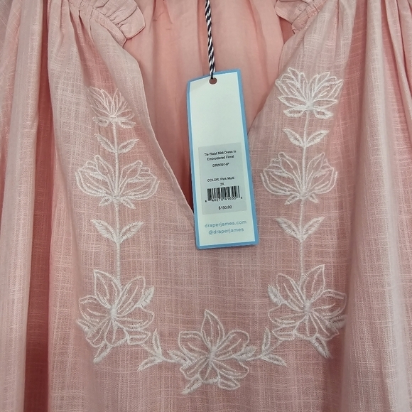 Draper James pink the tie waist midi dress Summer Prarie Romantic Boho Peasant - Picture 11 of 14